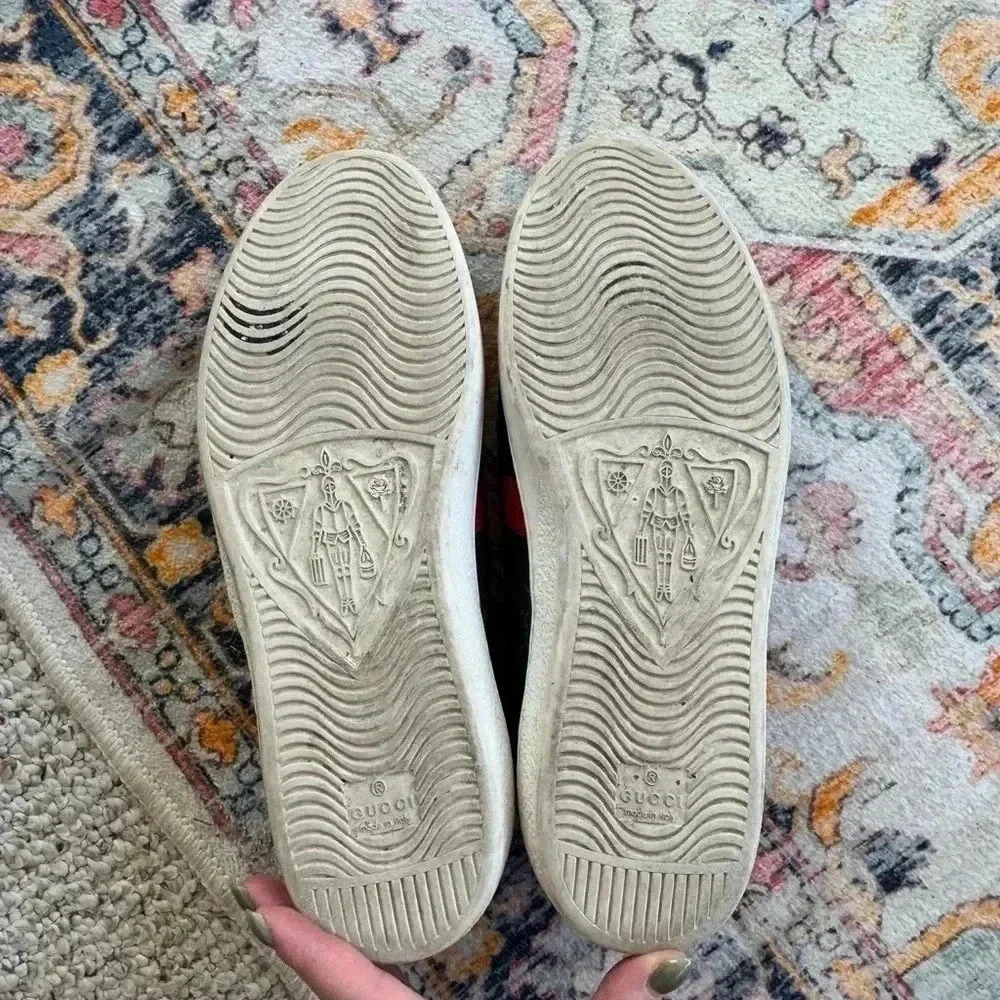 GUCCI Ace Web GG Supreme Monogram Tiger Canvas Gray Leather 9.5 US Or 43 EUR - Picture 4 of 7